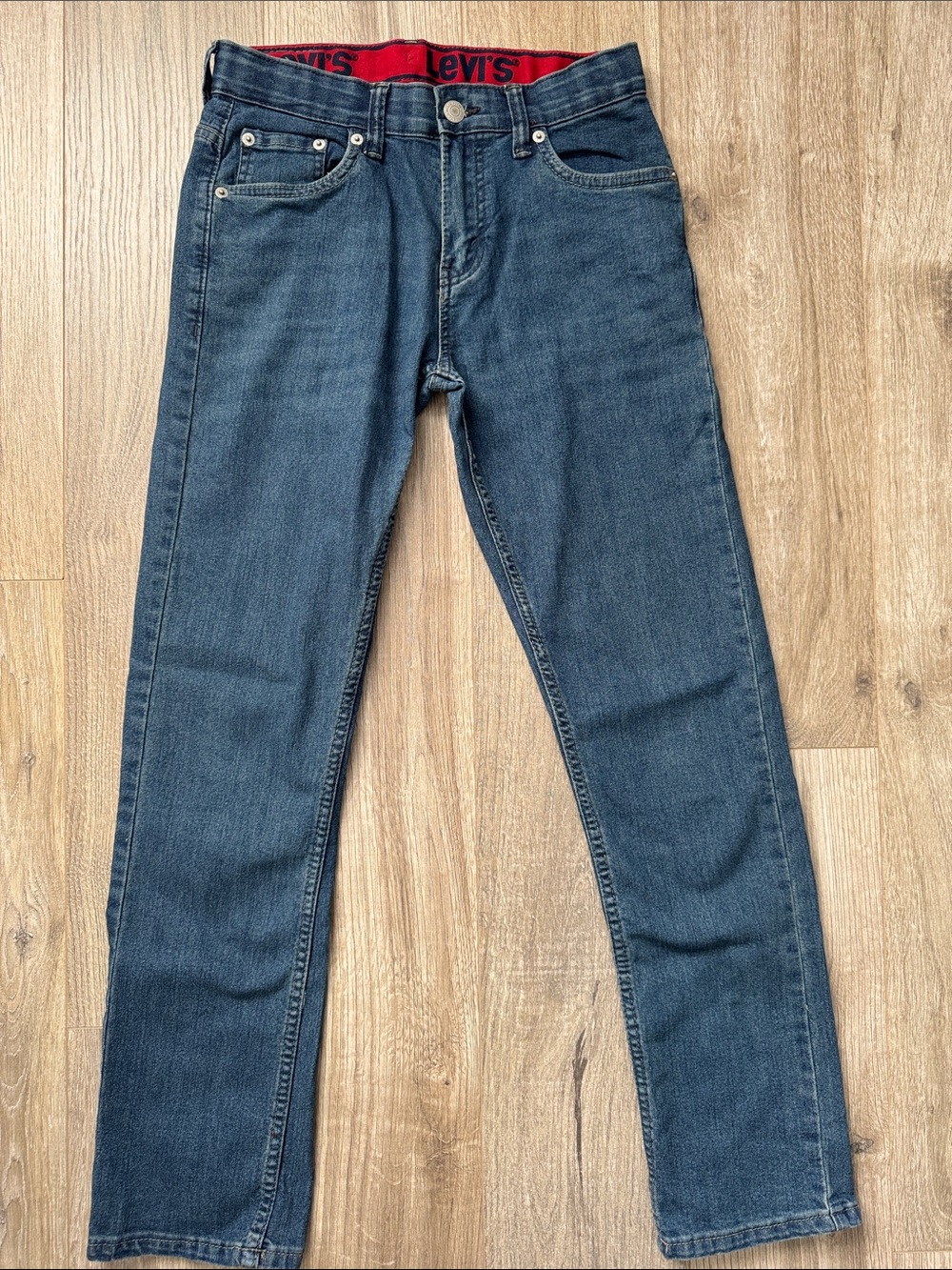 Levi's Boy's Straight Jeans in Blue with Red Waistband Size 14